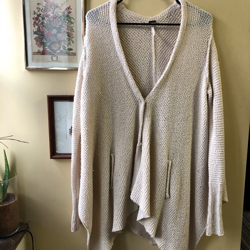 Free People Waffle Knit Button Up Cardigan